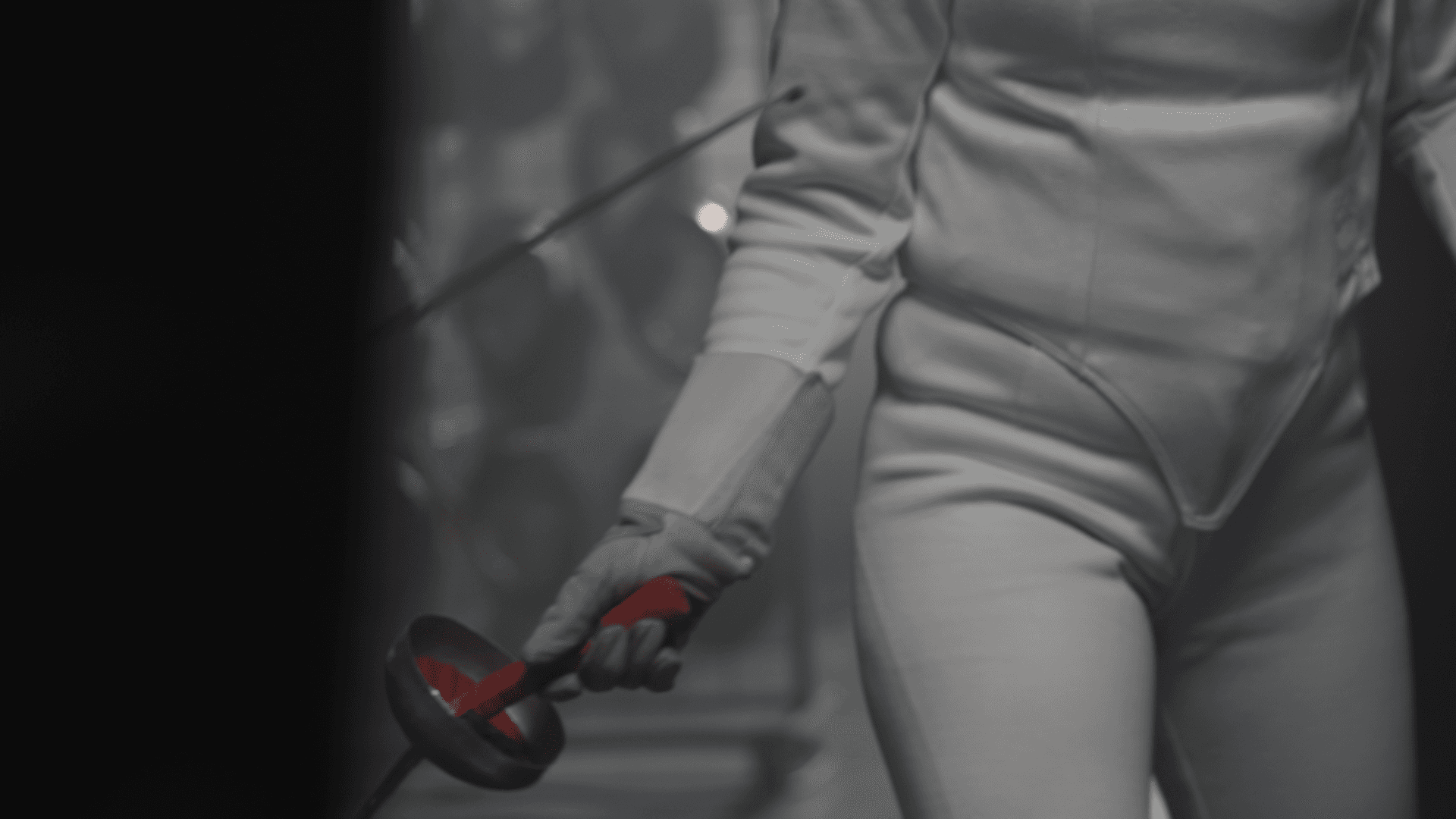 Fencing attack hitting opponent