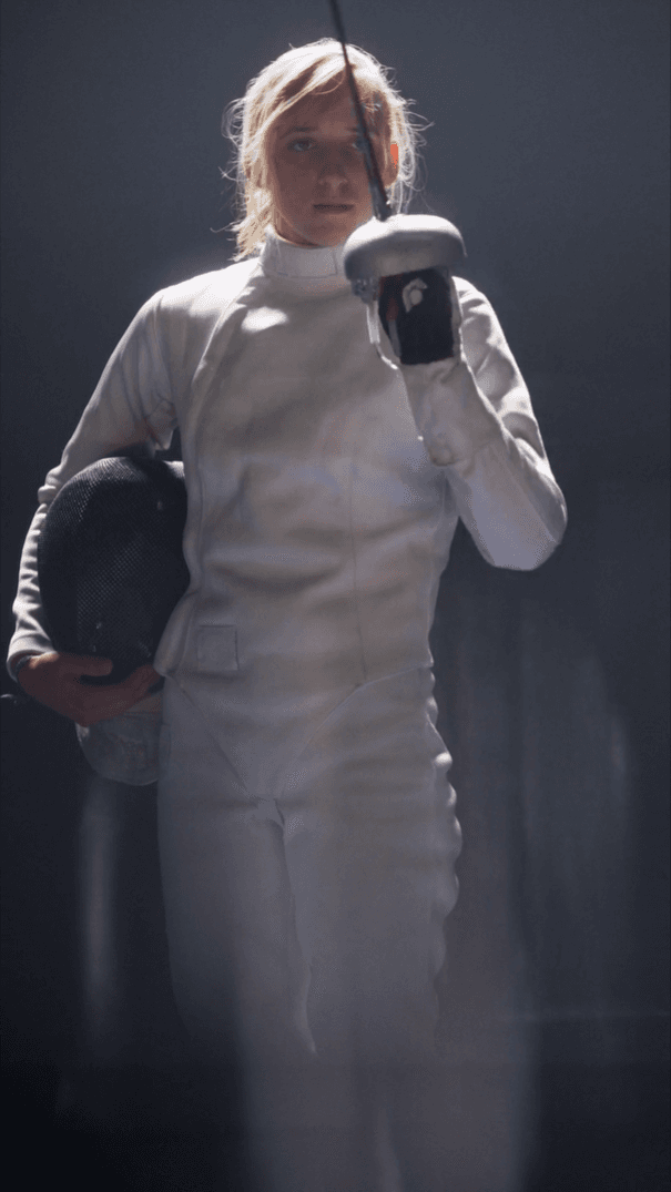 Fencing attack hitting opponent